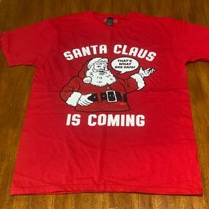 HG Apparel Santa Claus Is Coming Shirt Small Mens Funny Christmas T-Shirt NWT